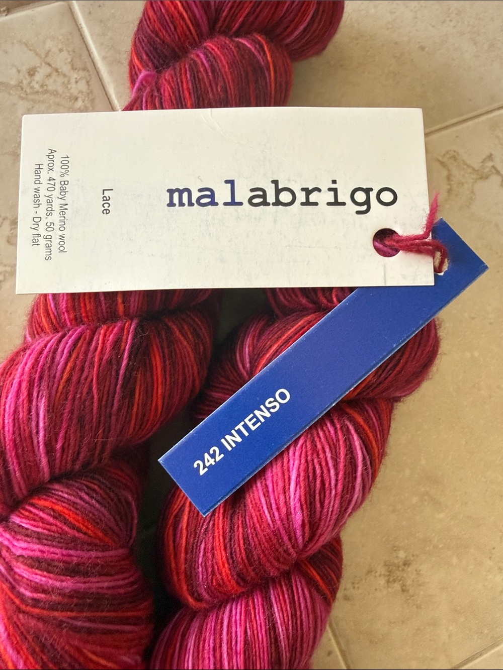 Malabrigo Hand-Dyed Baby Merino Yarn in Pink/Red Multi - Intenso